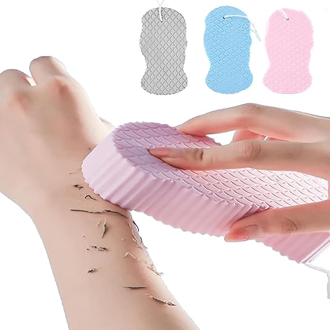 Tazweeq 3Pcs Magic Exfoliating Bath Sponge, 3D Super Soft Exfoliating Bath Sponge, Reusable, For Children, Pregnant Women (Blue+Pink+Gray) - Image 2